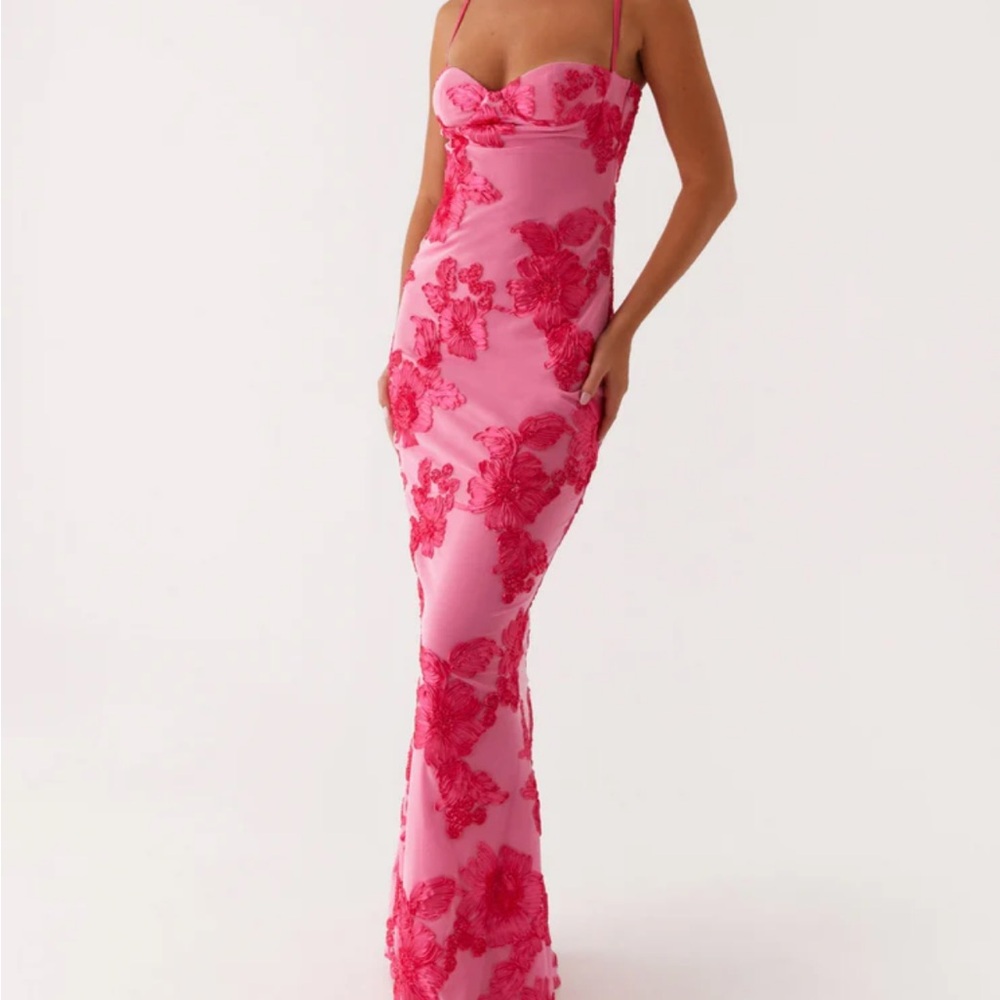 Elegant Pink Floral Women's Dress
